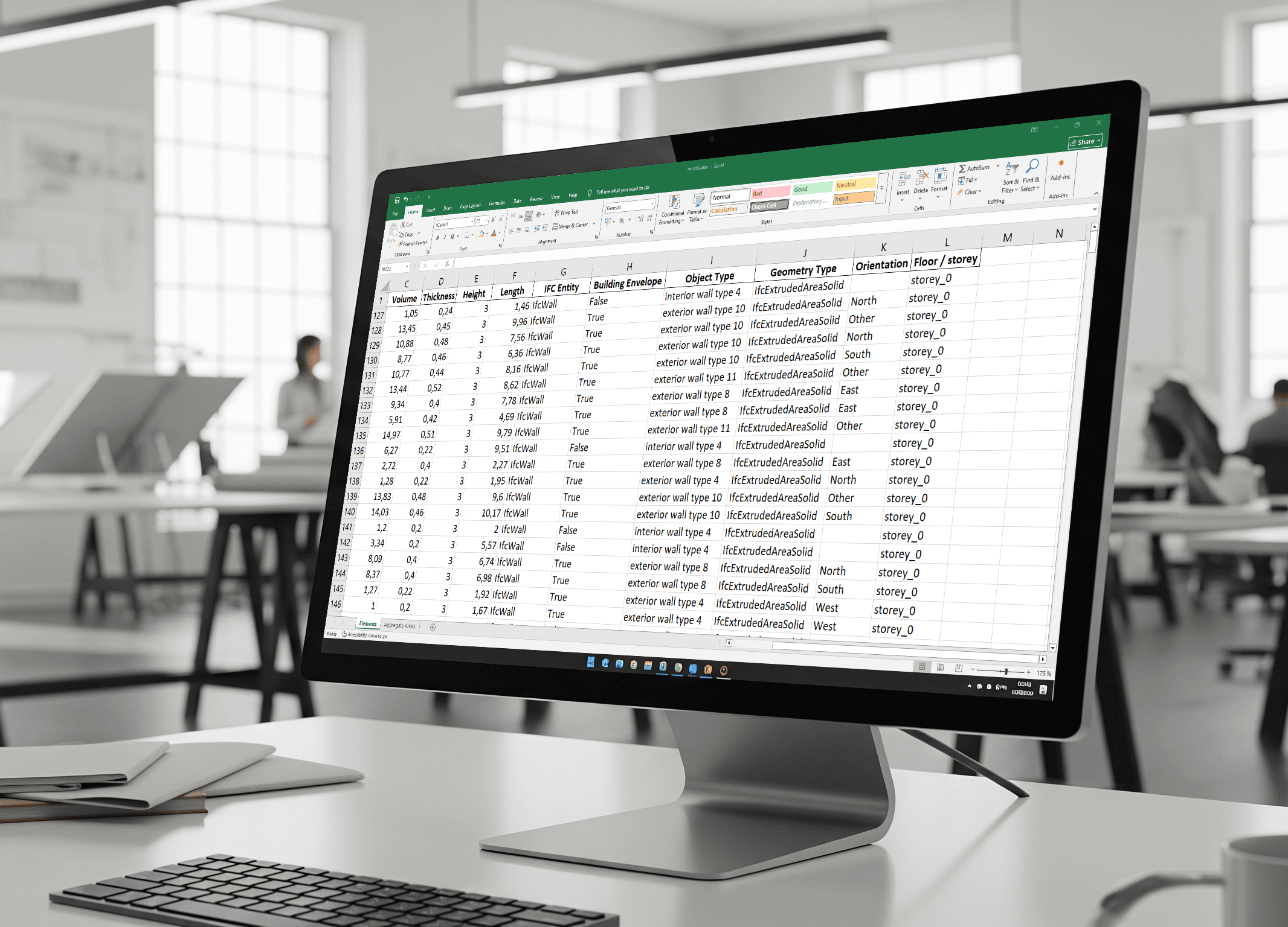 Structured BIM data in Excel